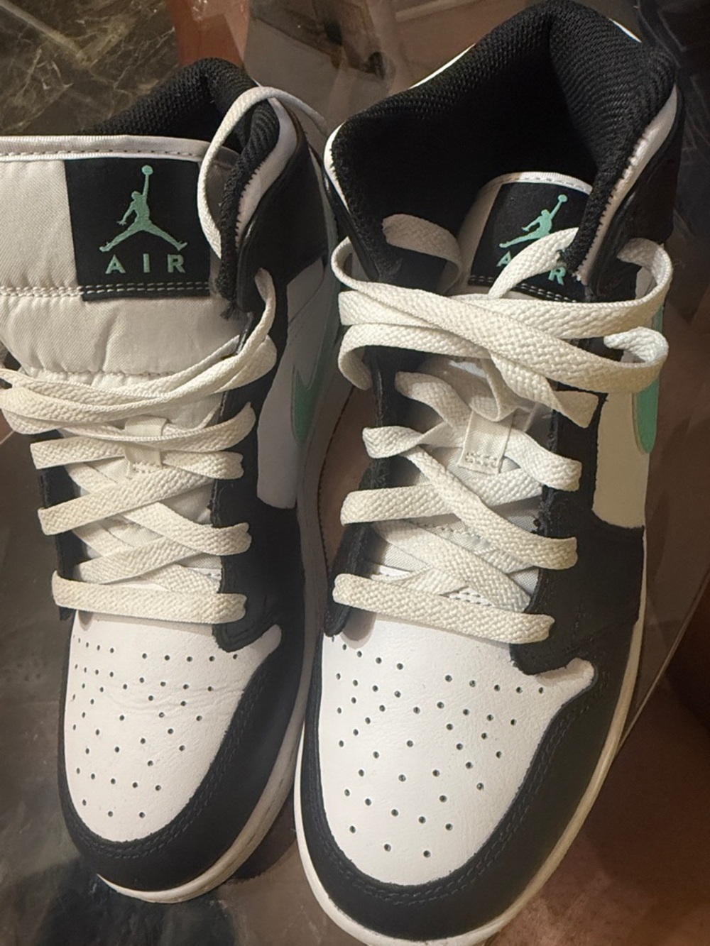 Nike Air Jordan 1 Mid White, Black & Teal Accent